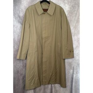 Vintage 90's London Towne Faux Fur Lined Trench Coat Tan Size 40 Regular
